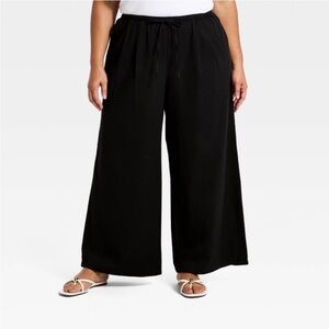 🆕 A New Day Wide-Leg Drawstring Pants - Black - XXL